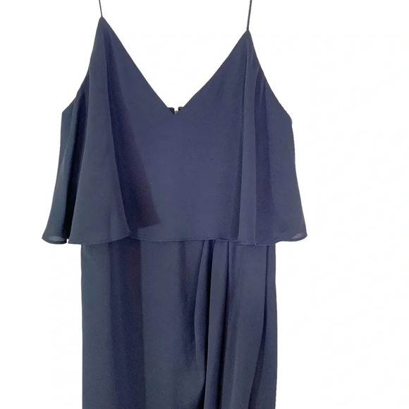 Shona Joy Luxe Bridesmaid Frill Formal Maxi Long Dress Navy Size 10 - Picture 7 of 13